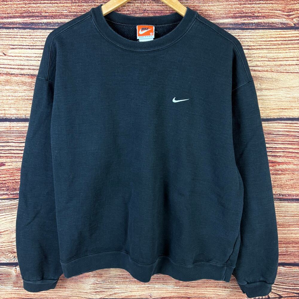 Vintage 1990s Nike Made in USA Black Essential Crewneck